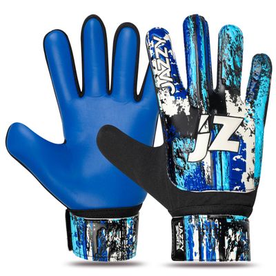 Jazzy Sports Soccer Goalie Gloves for Kids Boys Children Youth,Funky Football Goalkeeper Gloves Anti Slip 4mm Latex Palm Along with Durable Grip & Double Wrist Protection (Navy Blue, Size 8)