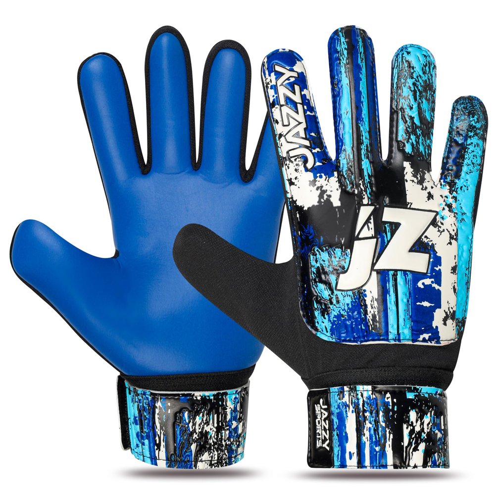 Jazzy Sports Soccer Goalie Gloves for Kids Boys Children Youth,Funky Football Goalkeeper Gloves Anti Slip 4mm Latex Palm Along with Durable Grip & Double Wrist Protection (Navy Blue, Size 8)