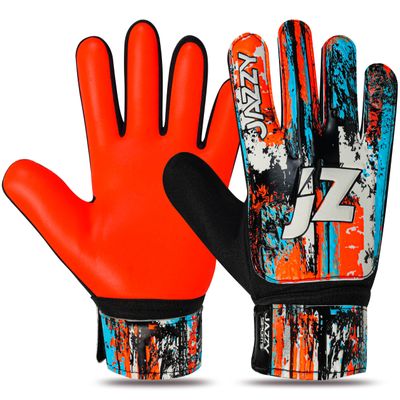Jazzy Sports Soccer Goalie Gloves for Kids Boys Children Youth,Funky Football Goalkeeper Gloves Anti Slip 4mm Latex Palm Along with Durable Grip & Double Wrist Protection (Orange Fluorescent, Size 7)