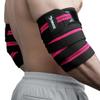 DMoose Fitness Elbow Wraps for Weightlifting (Pair) - 40'' Adjustable Elbow Strap for Gym Workout & Bench Press, Compression Elbow Wraps for Tendonitis & Joint Support, Elbow Sleeve (Pink Stripes) view 1