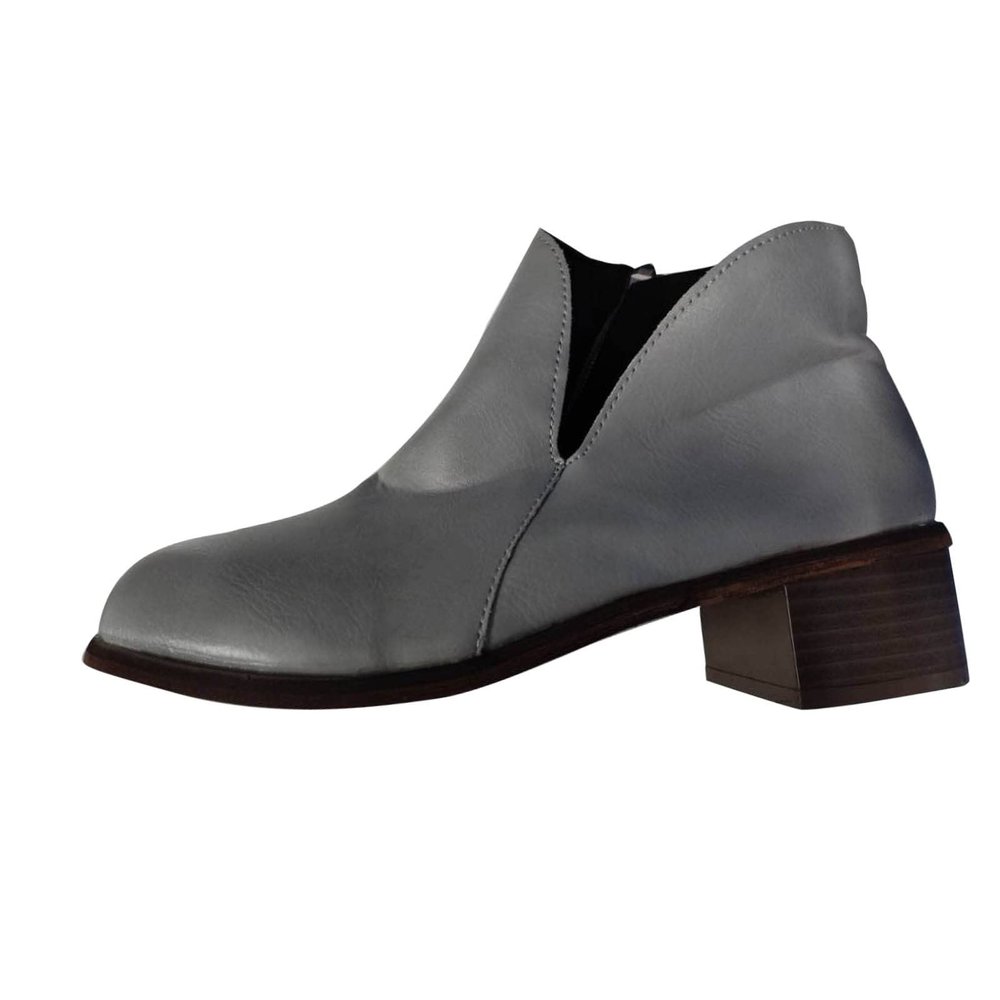 Ctreela Vintage Cutout Ankle Boots for Women Chunky Stacked Western Boot Slip on Short Boots Dressy Casual Wedges Booties
