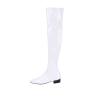 Ctreela Over The Knee Go Go Boots for Women Chunky Stacked Pointed Toe Party Boots Patent Leather Low Heel Pull on Booties view 1
