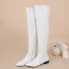 Ctreela Over The Knee Go Go Boots for Women Chunky Stacked Pointed Toe Party Boots Patent Leather Low Heel Pull on Booties view 4