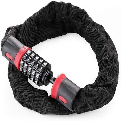 ZECHAO 5-Digit Bike Security Lock,Code Anti-Theft Password Chain Lock Mountain Road Chain Lock Outdoor Bike Cycling Accessories Anti-Theft Lock (Color : Black red, Size : 0.6m)