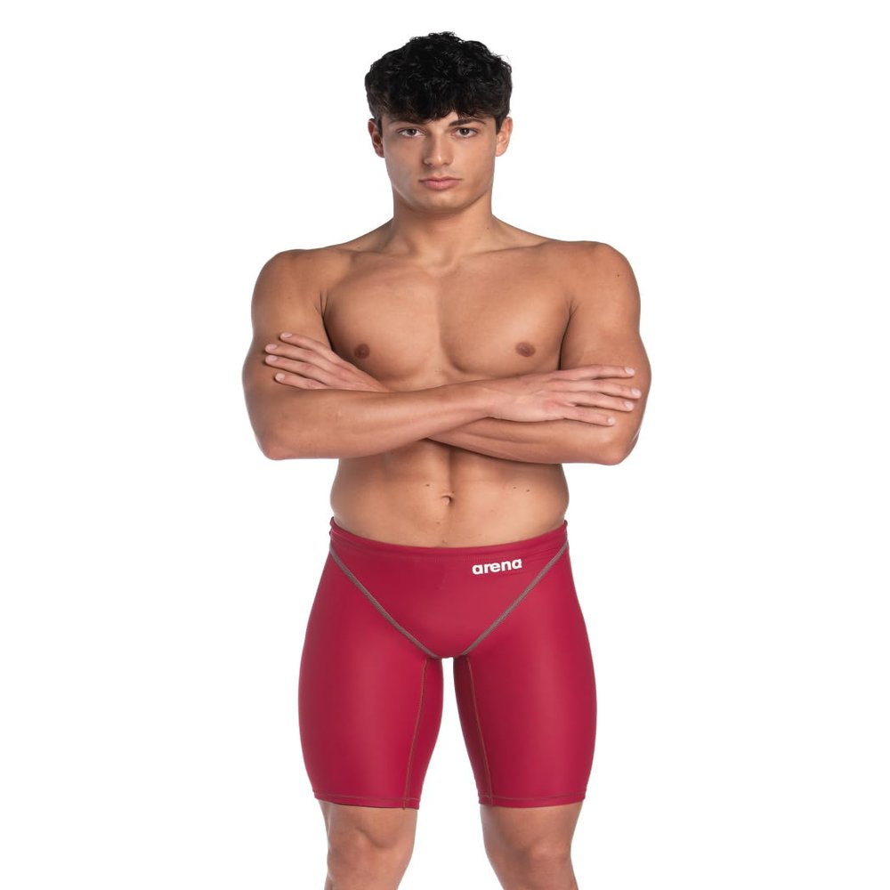 ARENA Powerskin ST Next Mens Racing Jammer Competition Swimsuit Sports Athletic Swim Team Championship Tech Suit, Deep Red, Size 24