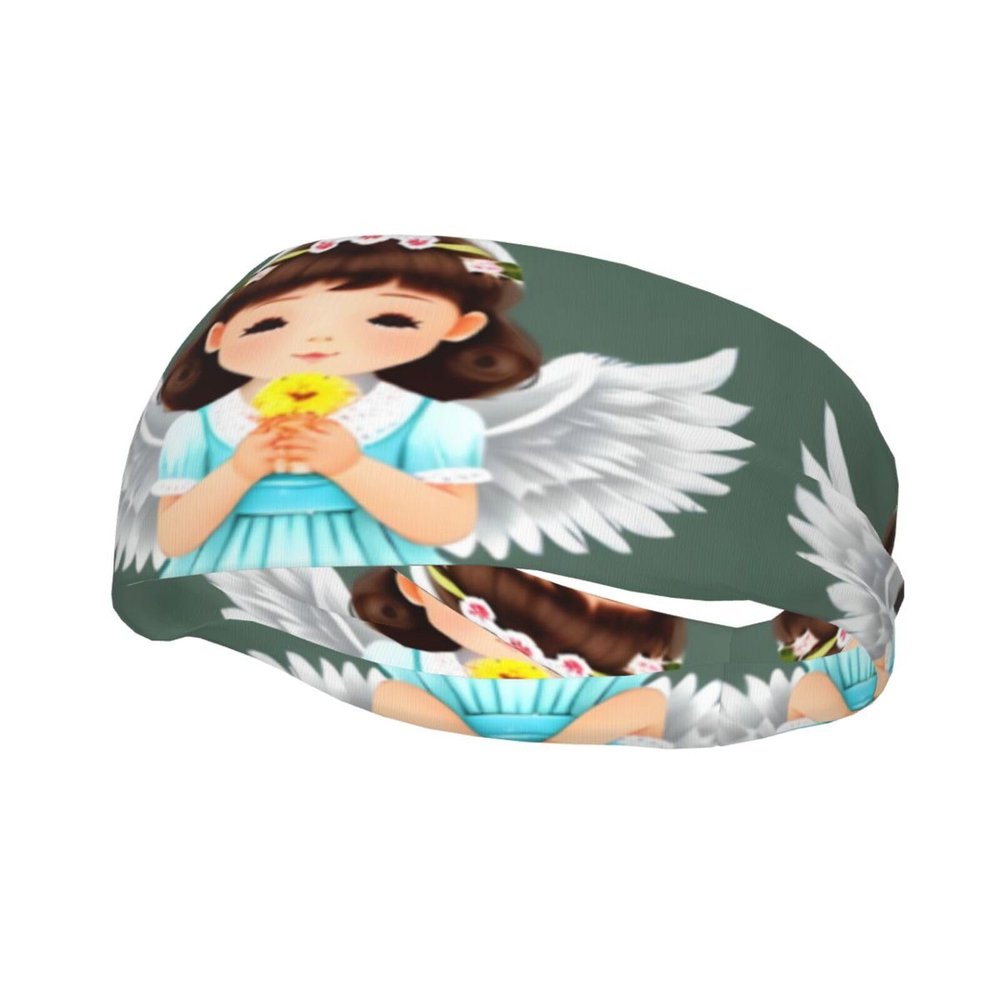 Cute Little Angel Sports Headband for Both Men and Women, Suitable for Running, Yoga, Basketball, Elastic Moisture Band.