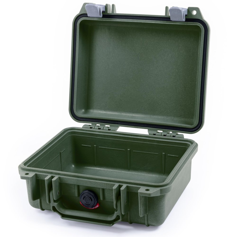 Pelican Protector 1200 Case by ColorCase - OD Green - Small Size Waterproof Case (Case Only) - Silver Latches
