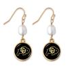Colorado Buffaloes Diana Gold and Pearl Dangle Earrings Jewelry Gift CU view 1