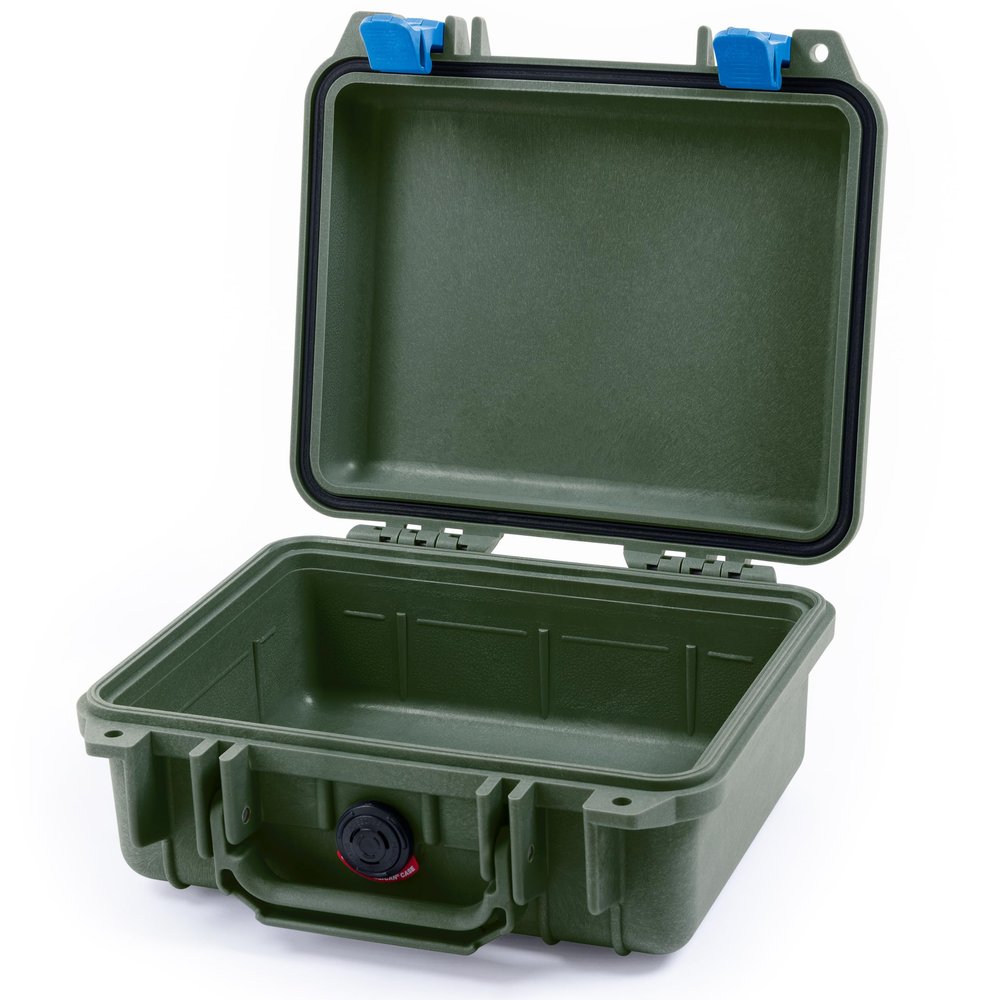 Pelican Protector 1200 Case by ColorCase - OD Green - Small Size Waterproof Case (Case Only) - Blue Latches