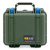 Pelican Protector 1200 Case by ColorCase - OD Green - Small Size Waterproof Case (Case Only) - Blue Latches view 3