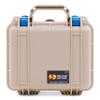 Pelican Protector 1200 Case by ColorCase - Desert Tan - Small Size Waterproof Case (Case Only) - Blue Latches view 3