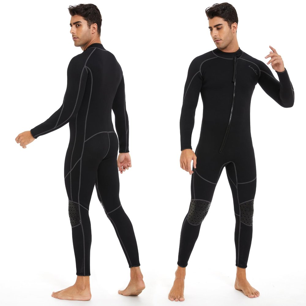 OMGear Wetsuit for Women 3mm Neoprene Dive Wet Suit for Cold Water Full Body Thermal Swimsuit for Adults Snorkel Suit for Scuba Diving Swimming Surfing(menGrey72,S)