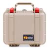 Pelican Protector 1200 Case by ColorCase - Desert Tan - Small Size Waterproof Case (Case Only) - Red Latches view 3