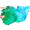Adhdyuud Silk Belly Dance Silk Fans 1 Pair Handmade Dyed Belly Dance Long/Short Fans Dance Fans Performance Fans fs23 S-120x90cmReal Silk view 1