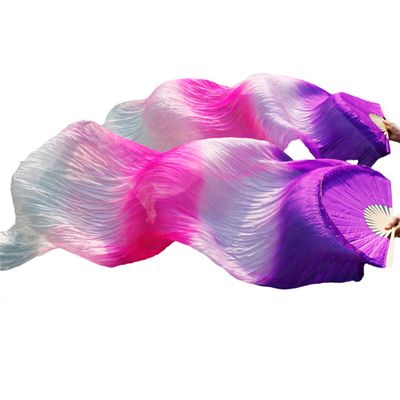 Adhdyuud Belly Dance Silk Fan Long Silk Fans 1 Pair Handmade Gradient Color Practice Dancing Fans Belly Dancing Fan4 2XL-250x90Real Silk