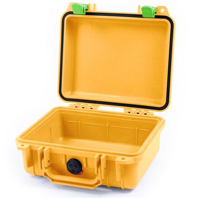 Pelican Protector 1200 Case by ColorCase - Yellow - Small Size Waterproof Case (Case Only) - Lime Green Latches