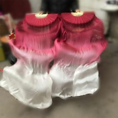 Adhdyuud 1Pair (1L+1R) Women Silk Oriental Dance Fan Veils Colorful Gradient Stage Silk Fans Belly Dance Accessories Fan Picture color15 210X90CM