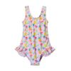 Flap Happy Baby/Toddler One Piece Swimsuit | Girls' Delaney Hip Ruffle Swimsuit | Made from Recycled Bottles | UPF 50+ Highest Certified UV Sun Protection, Fruit Fiesta, 18M view 1