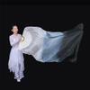 Adhdyuud Women Belly Dance Fan Veil Hand Made White Navy Blue Gradient Silk Veil Pairs 180X90cm Girls Stage Show Props as picture1 180cmX90cm view 4