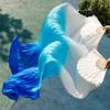 Adhdyuud Silk Belly Dance Fan Dance Silk Veils Left+Right White+Turquoise+Royal Blue AP6 M-150cm-1pair(2pcs) view 2