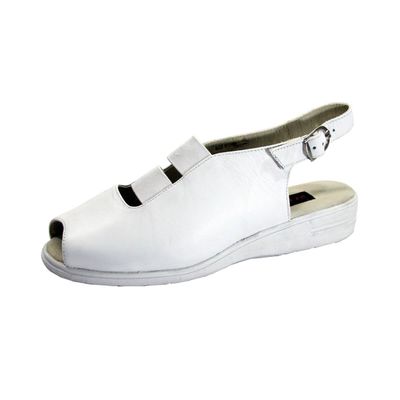 24 Hour Comfort Rosanna (2706) Women's Wide Width Low-Heel Leather Sandals White 8.5