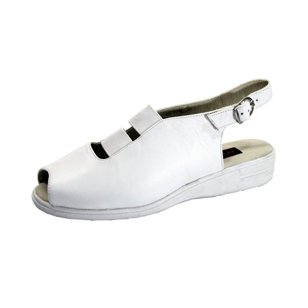 24 Hour Comfort Rosanna (2706) Women's Wide Width Low-Heel Leather Sandals White 8.5