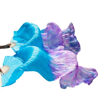 Adhdyuud Belly Dance 1 Pair Silk Veils Classic Size Fan Veil Dancer Preformance Props Bellydance Silk Fans6 L-180cm-90cm