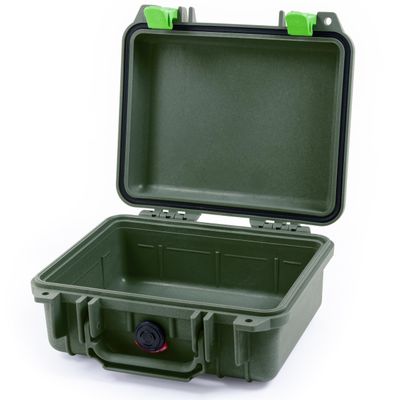 Pelican Protector 1200 Case by ColorCase - OD Green - Small Size Waterproof Case (Case Only) - Lime Green Latches