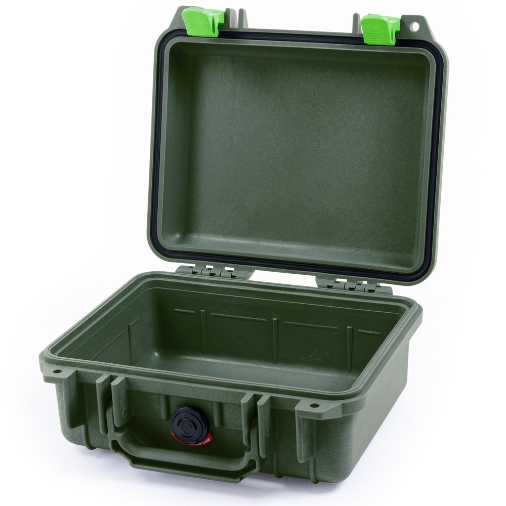 Pelican Protector 1200 Case by ColorCase - OD Green - Small Size Waterproof Case (Case Only) - Lime Green Latches