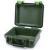 Pelican Protector 1200 Case by ColorCase - OD Green - Small Size Waterproof Case (Case Only) - Lime Green Latches view 1