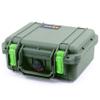 Pelican Protector 1200 Case by ColorCase - OD Green - Small Size Waterproof Case (Case Only) - Lime Green Latches view 2