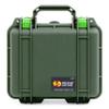 Pelican Protector 1200 Case by ColorCase - OD Green - Small Size Waterproof Case (Case Only) - Lime Green Latches view 3