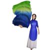 Adhdyuud Women Belly Dance Fan Veil Hand Made White Navy Blue Gradient Silk Veil Pairs 180X90cm Girls Stage Show Props as picture5 120cmX90cm view 1