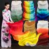 Adhdyuud 1 Pair Real Silk Belly Dance Veils Classic Size Bamboo Fan Veil Dancer Preformance Show Props as picture21 180CM view 2