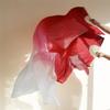 Adhdyuud Silk Belly Dance Silk Fan Veil Folding Fan Veils Stage Show Props Tie-Dyed Fan Hand Made Dyed Fans Belly Dance Fan2 M-150x90cm Real Silk view 3