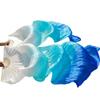 Adhdyuud 1Pair/1Pc Silk Belly Dance Veil Fans Handmade Dyed Performance Long Belly Dancing Silk Fans 8 1pc Right hand-120cm view 2