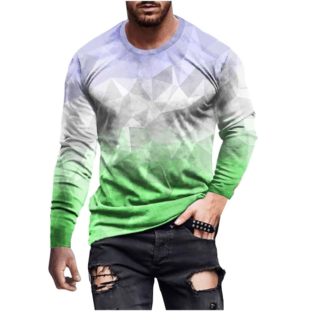deals of the day Long Sleeve Tee Shirts for Men Graphic Marble Print Casual Pullover Big and Tall Crewneck Sweatshirts Sports Tees button down shirt men Multicolor S