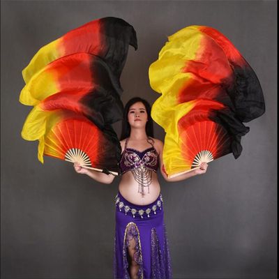 Adhdyuud Women Belly Dance Fan Veil Hand Made White Navy Blue Gradient Silk Veil Pairs 180X90cm Girls Stage Show Props as picture15 210cmX90cm