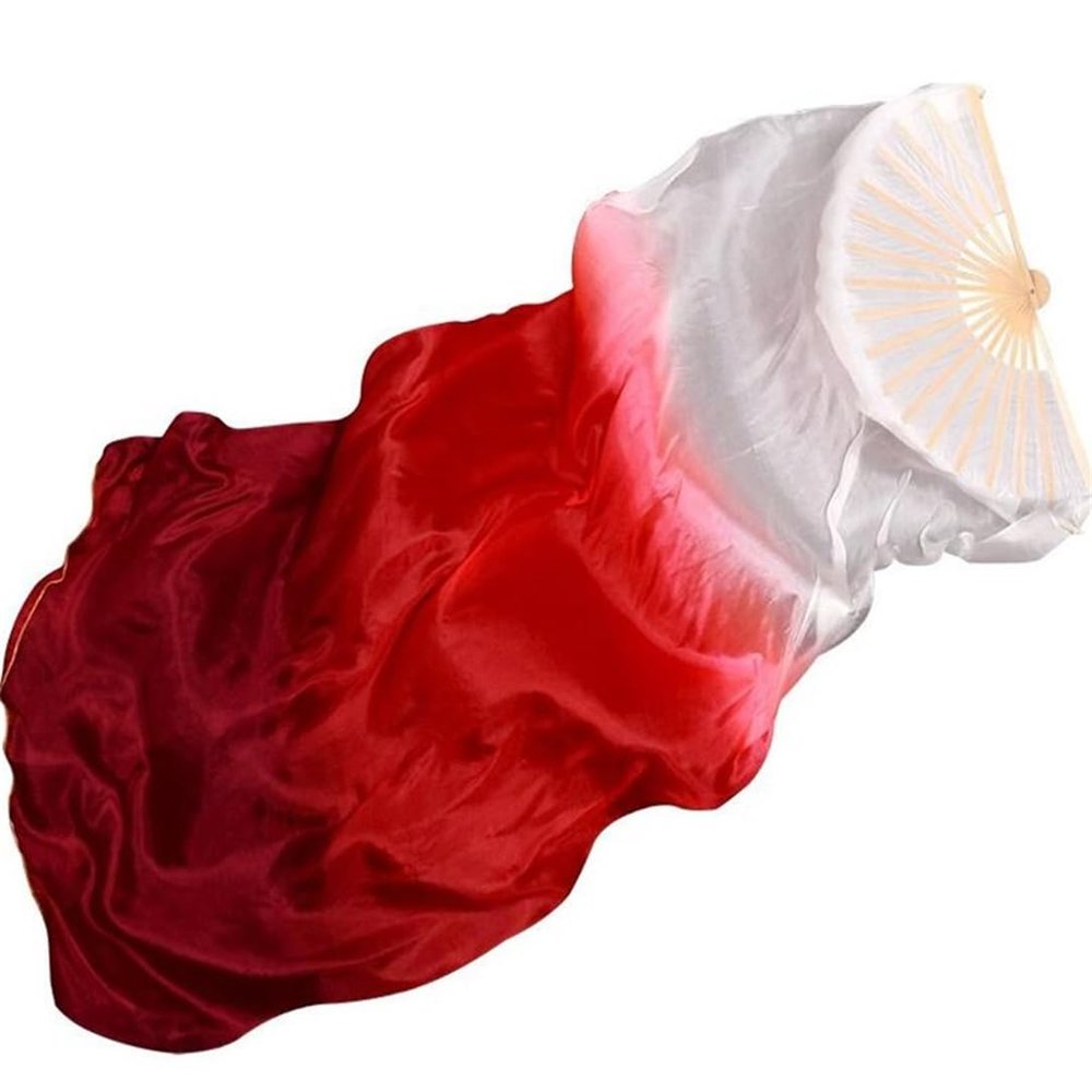 Adhdyuud Bellydance Silk Veils Light Weight Silk Fan Hand Paint Colorful Dancer Performance Props Extra Long Flowy 1.8M as picture23 180cm(Hot Size)
