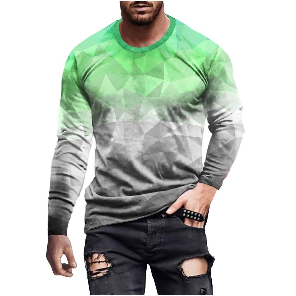 Amazon Outlet Sales Clearance Today Long Sleeve Tee Shirts for Men Graphic Marble Print Casual Pullover Big and Tall Crewneck Sweatshirts Sports Tees Workout Shirts Mint Green 4X