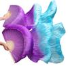 Adhdyuud Silk Belly Dance Fan Dance Silk Veils Left+Right White+Turquoise+Royal Blue Purple Turquoise S-120cm-1pair(2pcs) view 1
