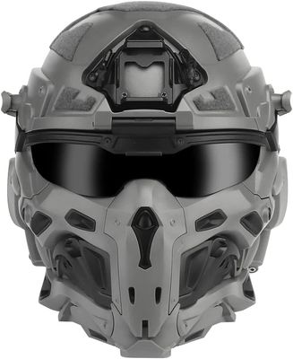 Tactical Airsoft Paintball Helmet, Full-Covered Face Protective Helmet, with HD Earphone, Visor, Anti-Fog Fan and Night Vision Device Bracket, for Halloween OutdoorCS Cosplay