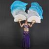 Adhdyuud Women Belly Dance Fan Veil Hand Made White Navy Blue Gradient Silk Veil Pairs 180X90cm Girls Stage Show Props White Blue 150cmX90cm view 1