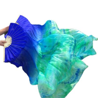 Adhdyuud 1Pair (1L+1R) Women Silk Oriental Dance Fan Veils Colorful Gradient Stage Silk Fans Belly Dance Accessories Fan Picture color20 210X90CM