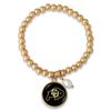 Colorado Buffaloes Diana Gold and Pearl Stretch Bead Bracelet Jewelry CU view 1
