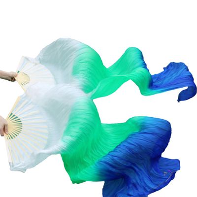 Adhdyuud Belly Dance Fan Silk Veils 1Pc Left Hand+1Pc Right Hand Bamboo Handmade Dyed Performance Practice Dancing Fans Belly Dance Fans19 3XL-280x90Real Silk
