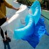 Adhdyuud Silk Belly Dance Fan Dance Silk Veils Left+Right White+Turquoise+Royal Blue Fuchsia Tie-Dye XXL-280cm-1pair(2pcs view 4