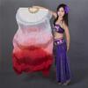 Adhdyuud 1 Pair Real Silk Belly Dance Veils Classic Size Bamboo Fan Veil Dancer Preformance Show Props as picture14 210cm view 1