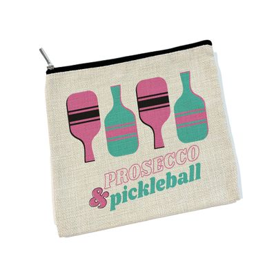 CANARY ROAD Prosecco & Pickleball Makeup Bag Cosmetic Zipper Pouch Accessory Birthday Friend College Going Away