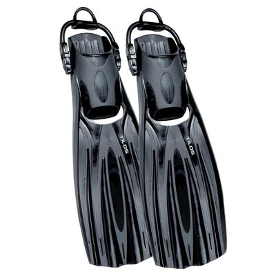 Tilos Forager Fins - Superior Underwater Performance with Innovative Design (Black, Large/ US Men's 11-15)